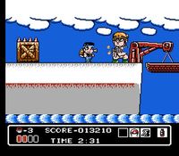 une photo d'Ã©cran de Hammerin Harry sur Nintendo Nes